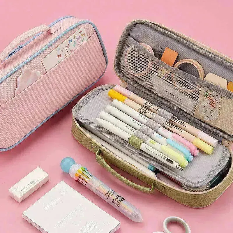 Korean Style Canvas Pencil Case for School