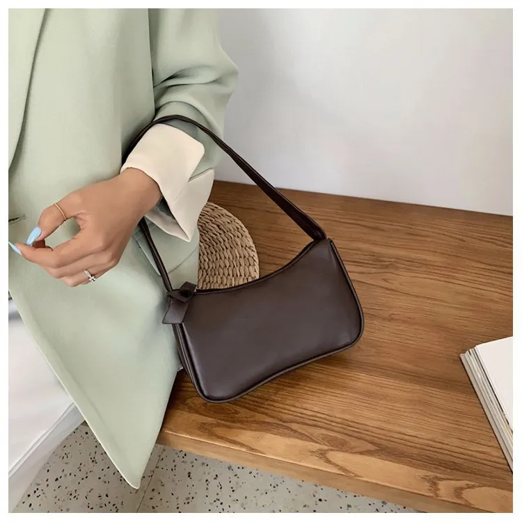 Korean Style Solid Color Underarm Bag