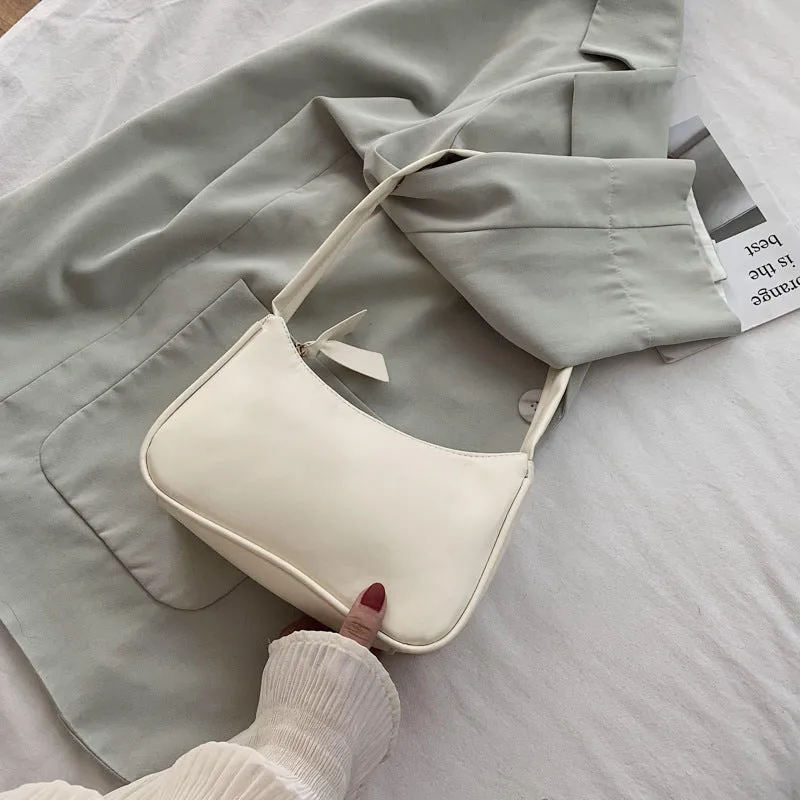 Korean Style Solid Color Underarm Bag