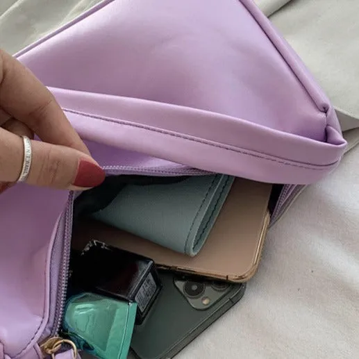 Korean Style Solid Color Underarm Bag