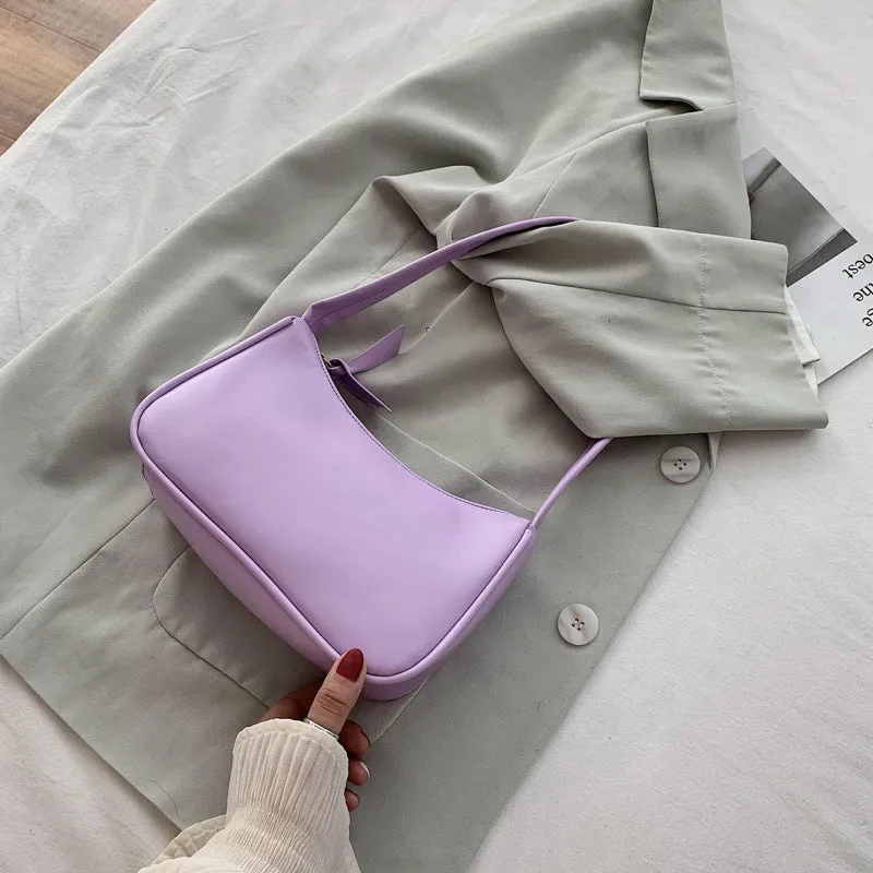 Korean Style Solid Color Underarm Bag