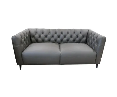 Luxe 2pc Genuine Forli Leather Sofa Set 2.5-3.5 Seater Lounge Couch -Dark Grey