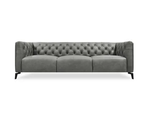Luxe 2pc Genuine Forli Leather Sofa Set 2.5-3.5 Seater Lounge Couch -Dark Grey