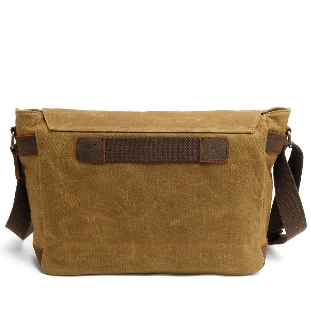 Mens Wax Canvas Messenger Bag for Laptop