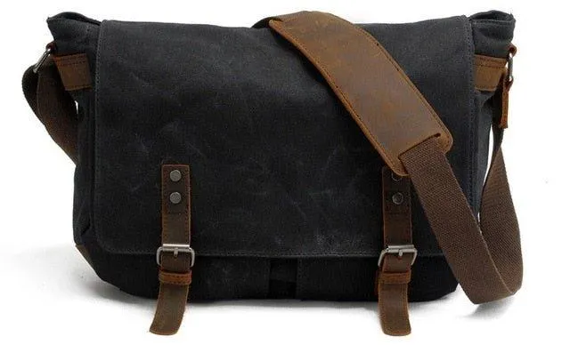 Mens Wax Canvas Messenger Bag for Laptop