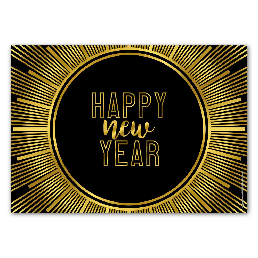 New Year's Eve Gold 'Happy New Year' Poster Decoration - A3