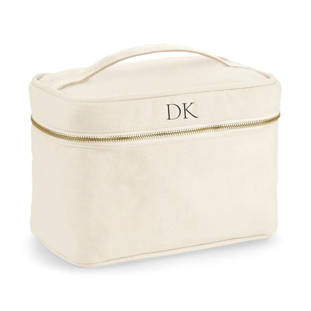 Personalised vanity makeup case, monogram initial cosmetic bag, toiletry bag, bridesmaid bag, custom make up bag, jewellery box, Cotton
