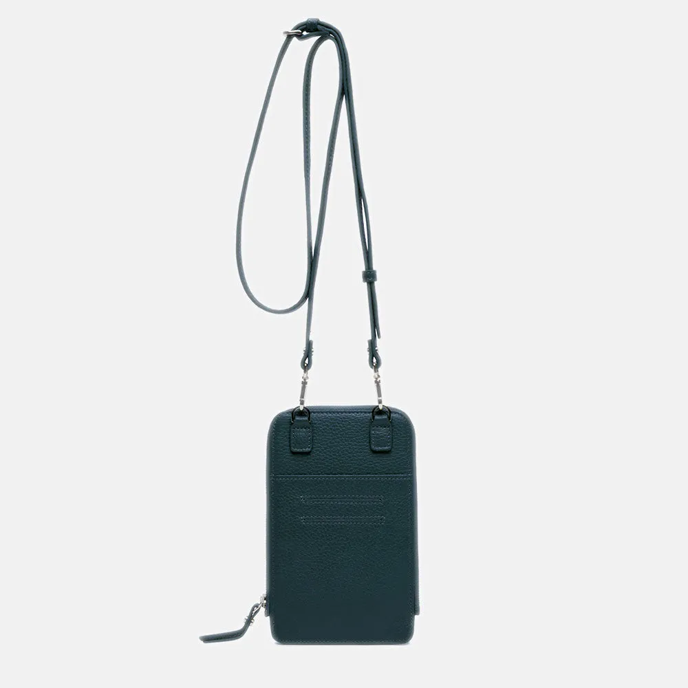 Petrol Blue Leather Dollaro Phone Bag
