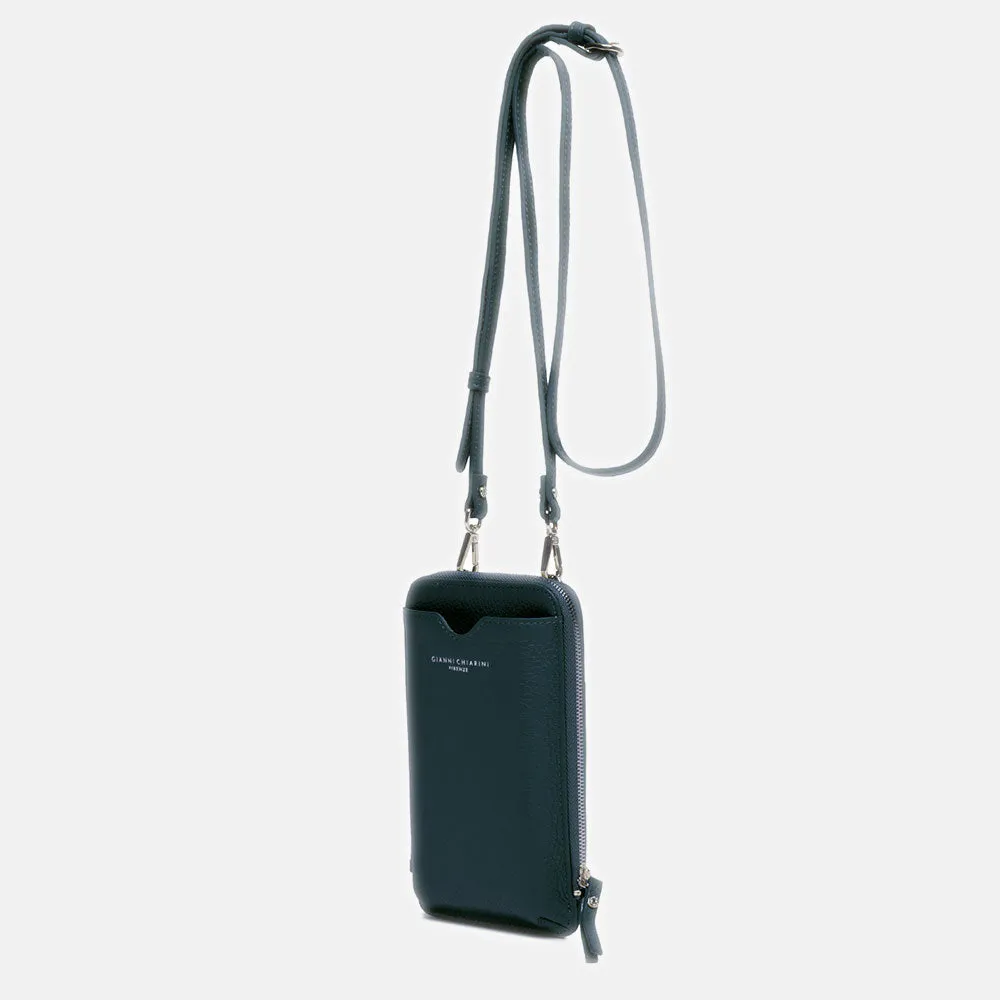 Petrol Blue Leather Dollaro Phone Bag