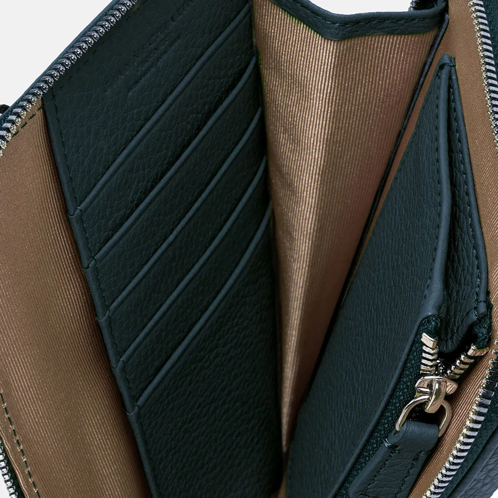 Petrol Blue Leather Dollaro Phone Bag