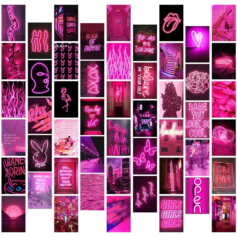 Pink Neon Wall Collage Kit