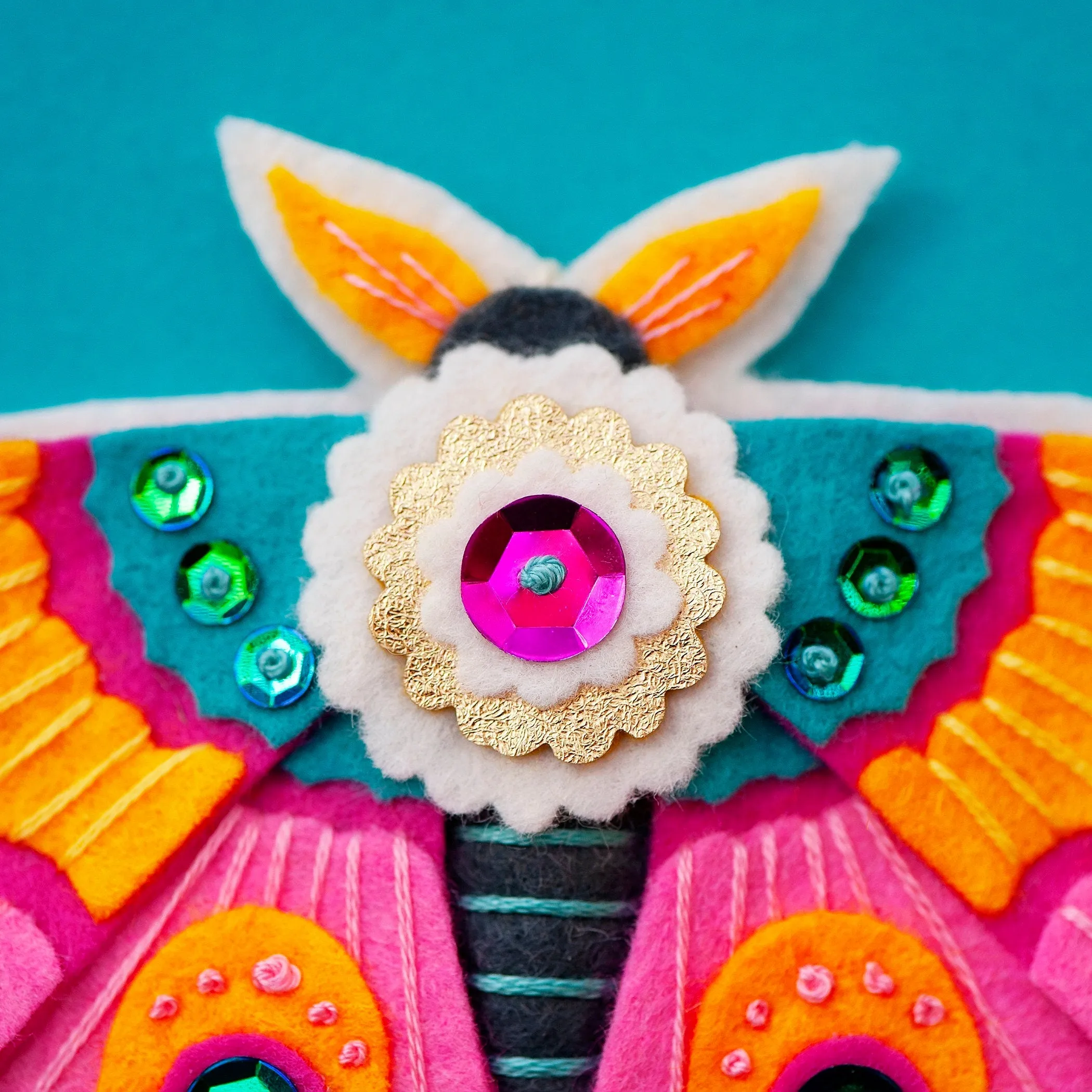 Pink Perfection Moth Wool Felt Ornament PDF Pattern