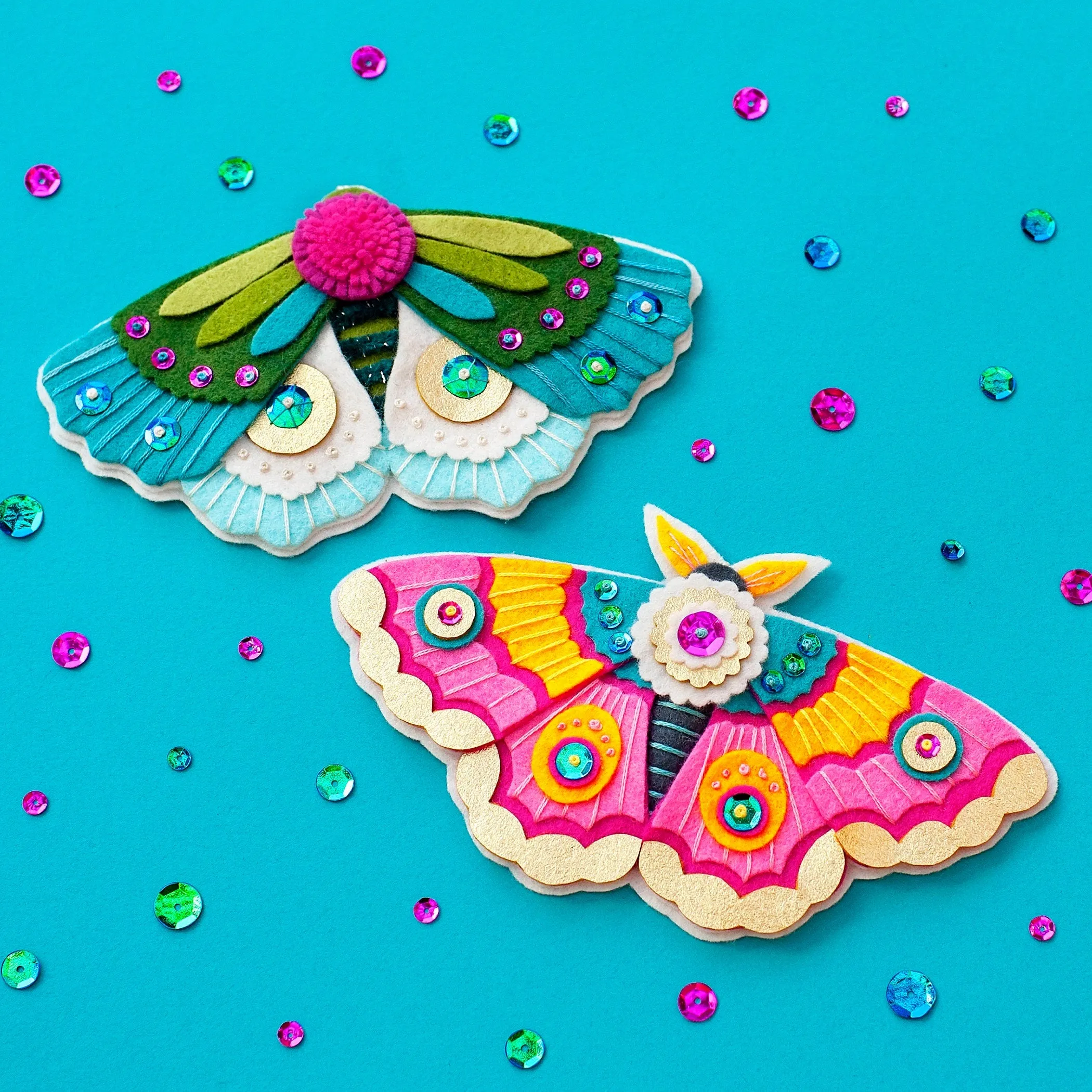 Pink Perfection Moth Wool Felt Ornament PDF Pattern