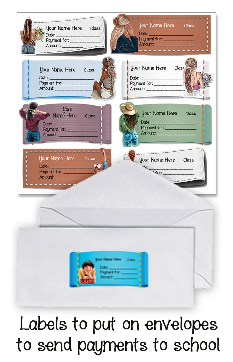 ""Fashion girls" School labels packs