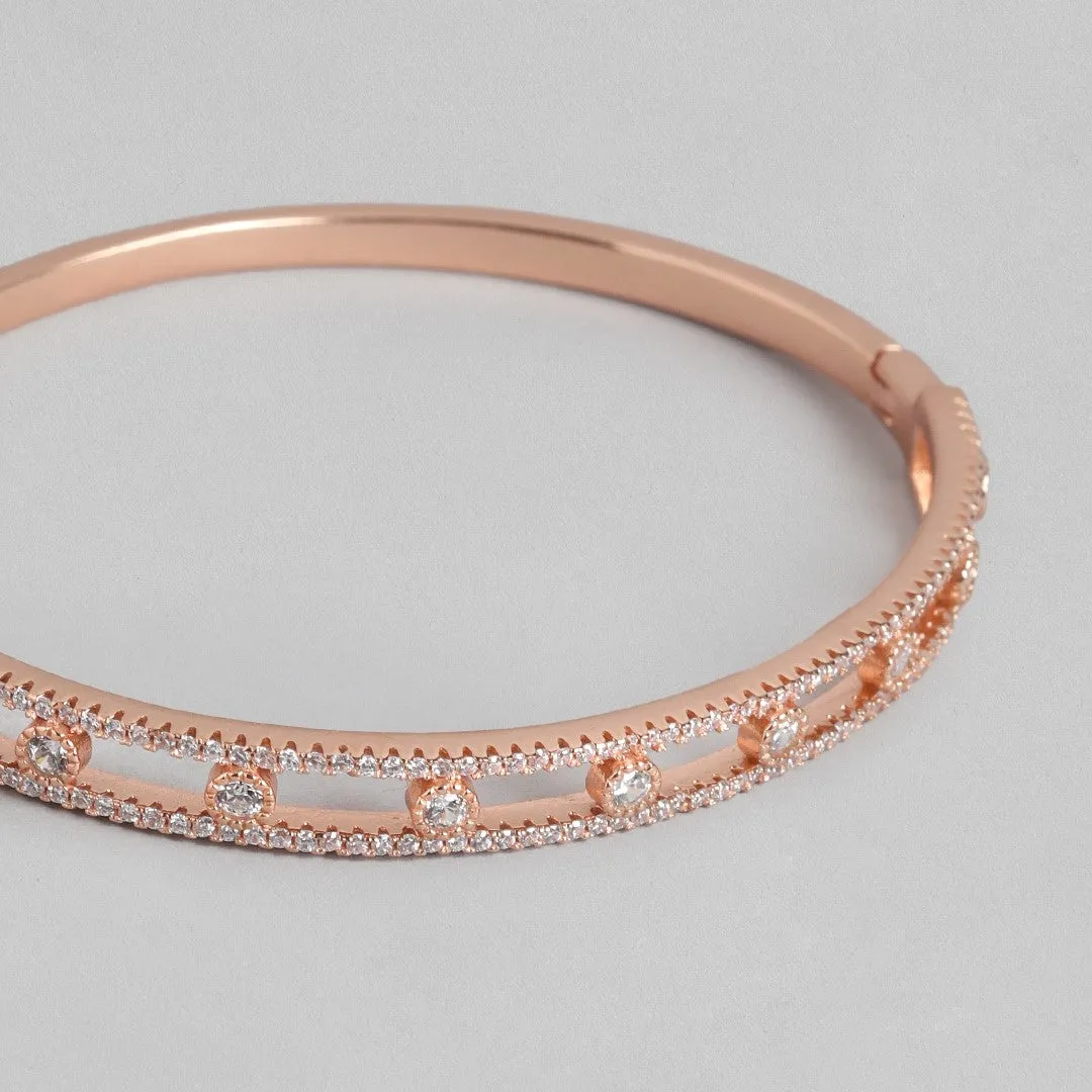 Radiant Elegance Rose Gold-Plated 925 Sterling Silver Kada Bracelet