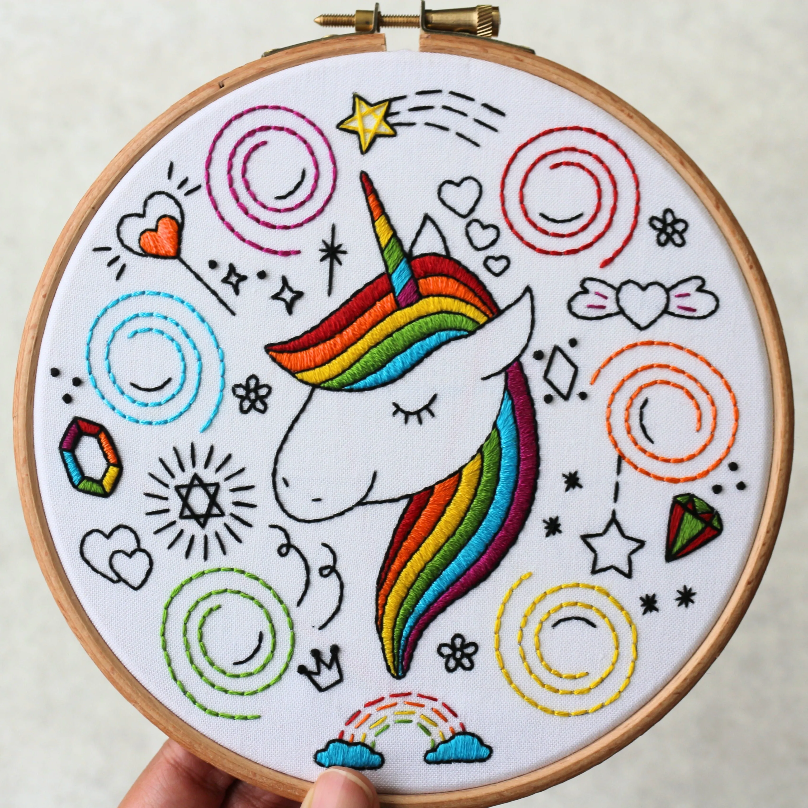 Rainbow Unicorn Embroidery Kit