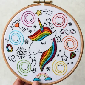 Rainbow Unicorn Embroidery Kit