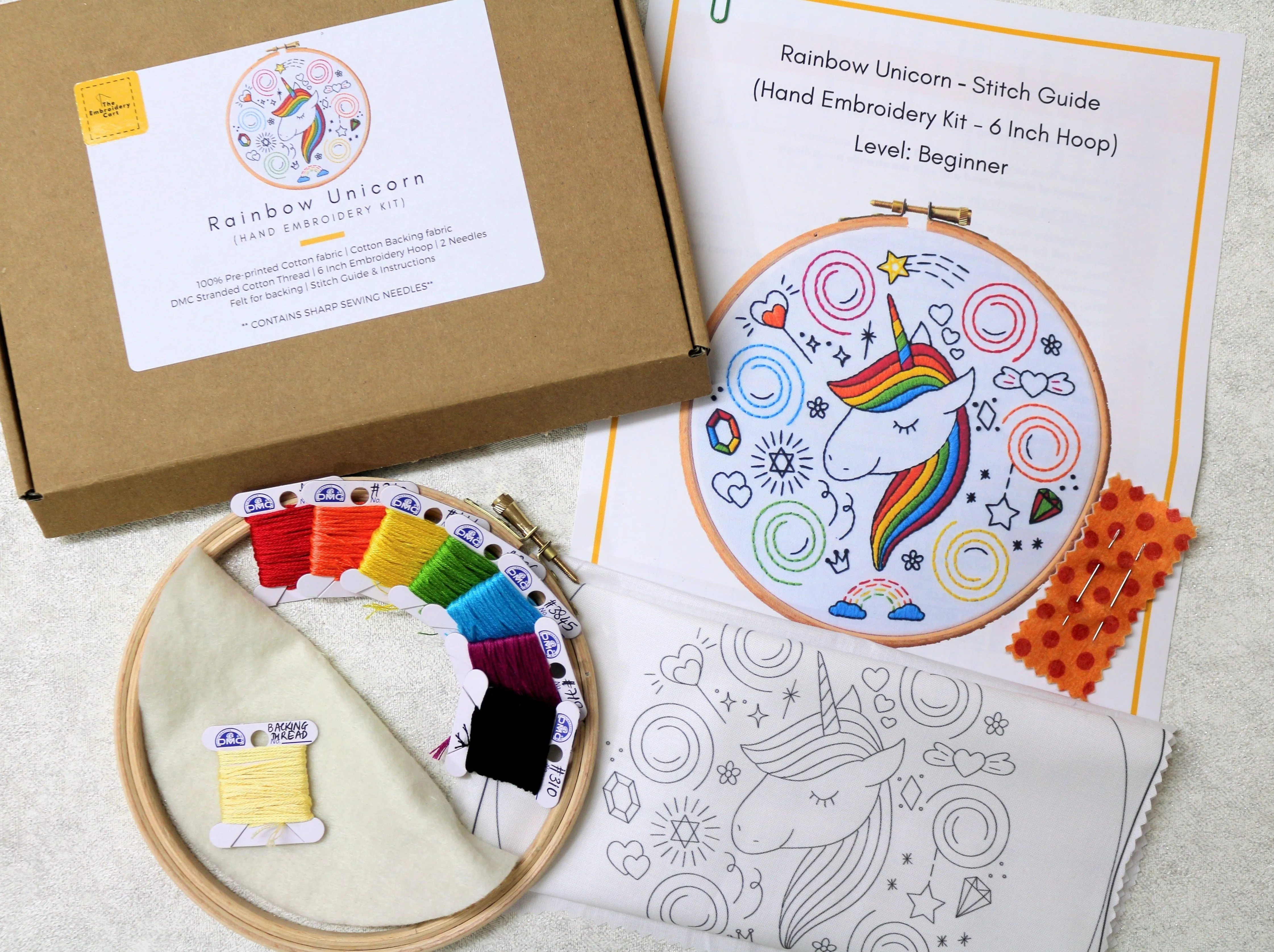Rainbow Unicorn Embroidery Kit