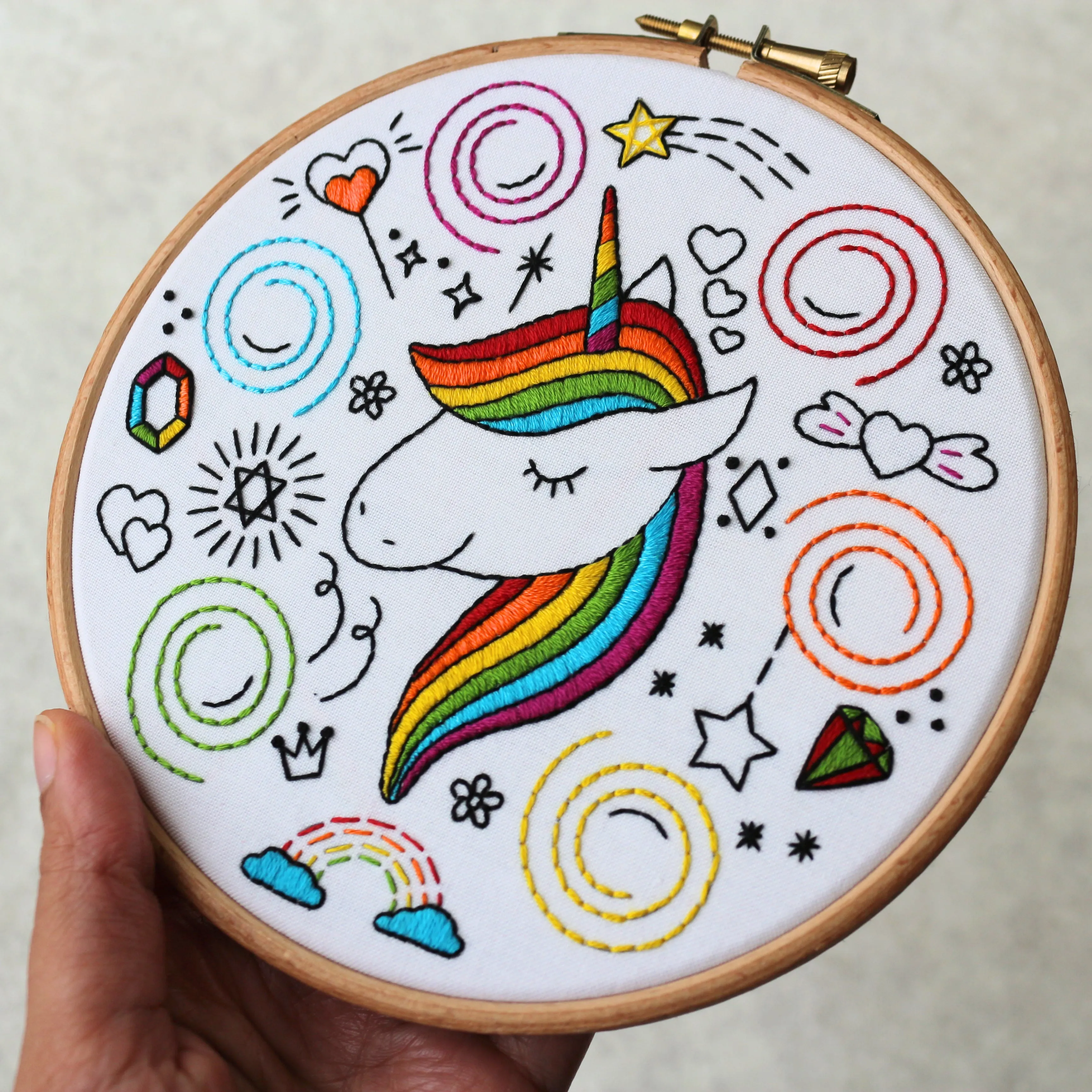 Rainbow Unicorn Embroidery Kit