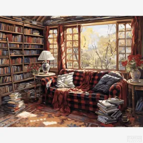 Reader's Haven - A Bookshelf Diamond Painting