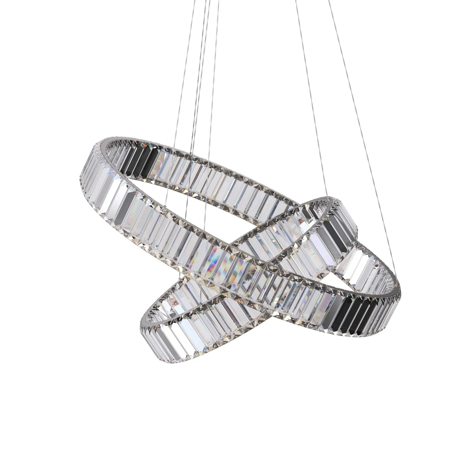 RING Double Layer Modern Style Round Crystal Chandelier Pendant Light Tri-color