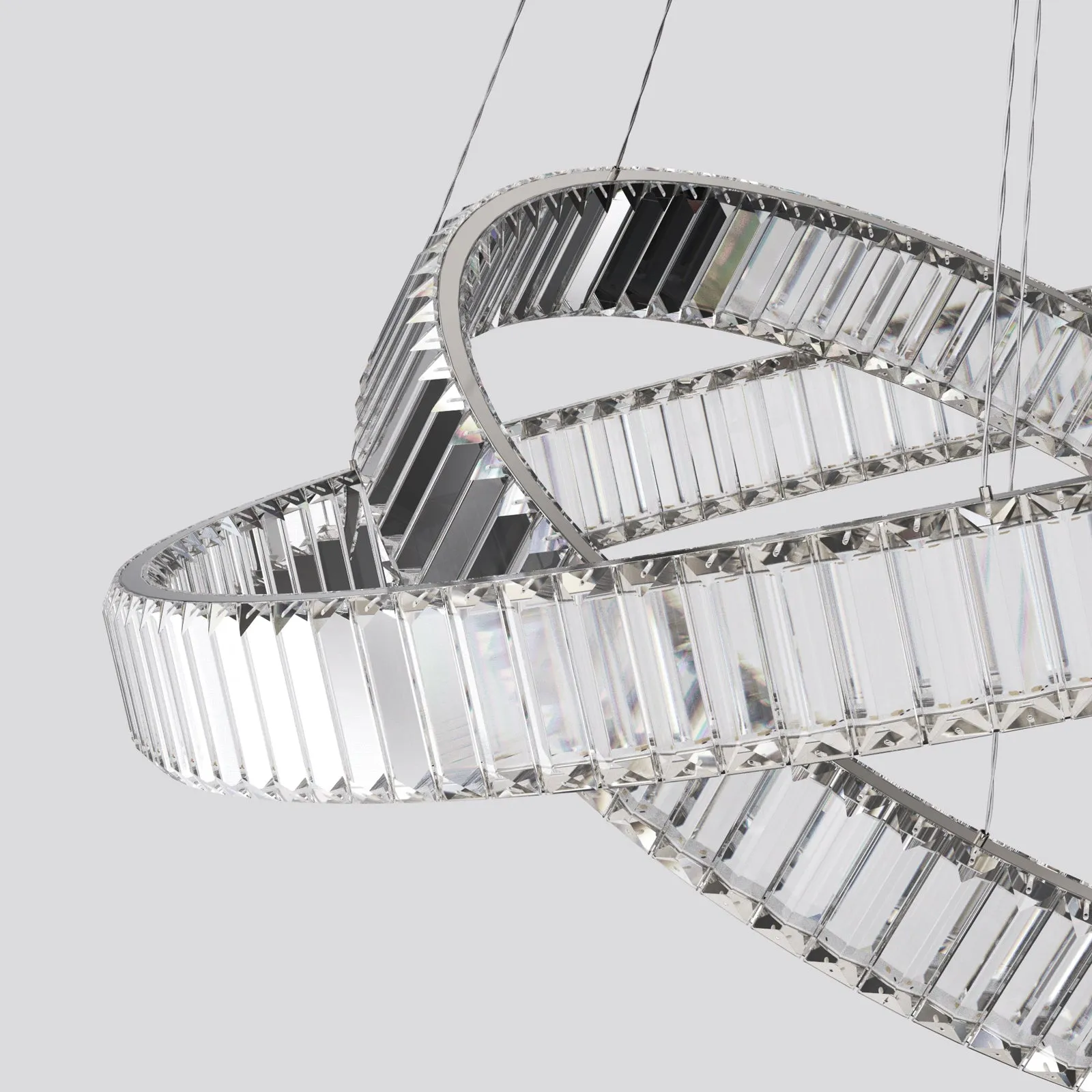 RING Double Layer Modern Style Round Crystal Chandelier Pendant Light Tri-color