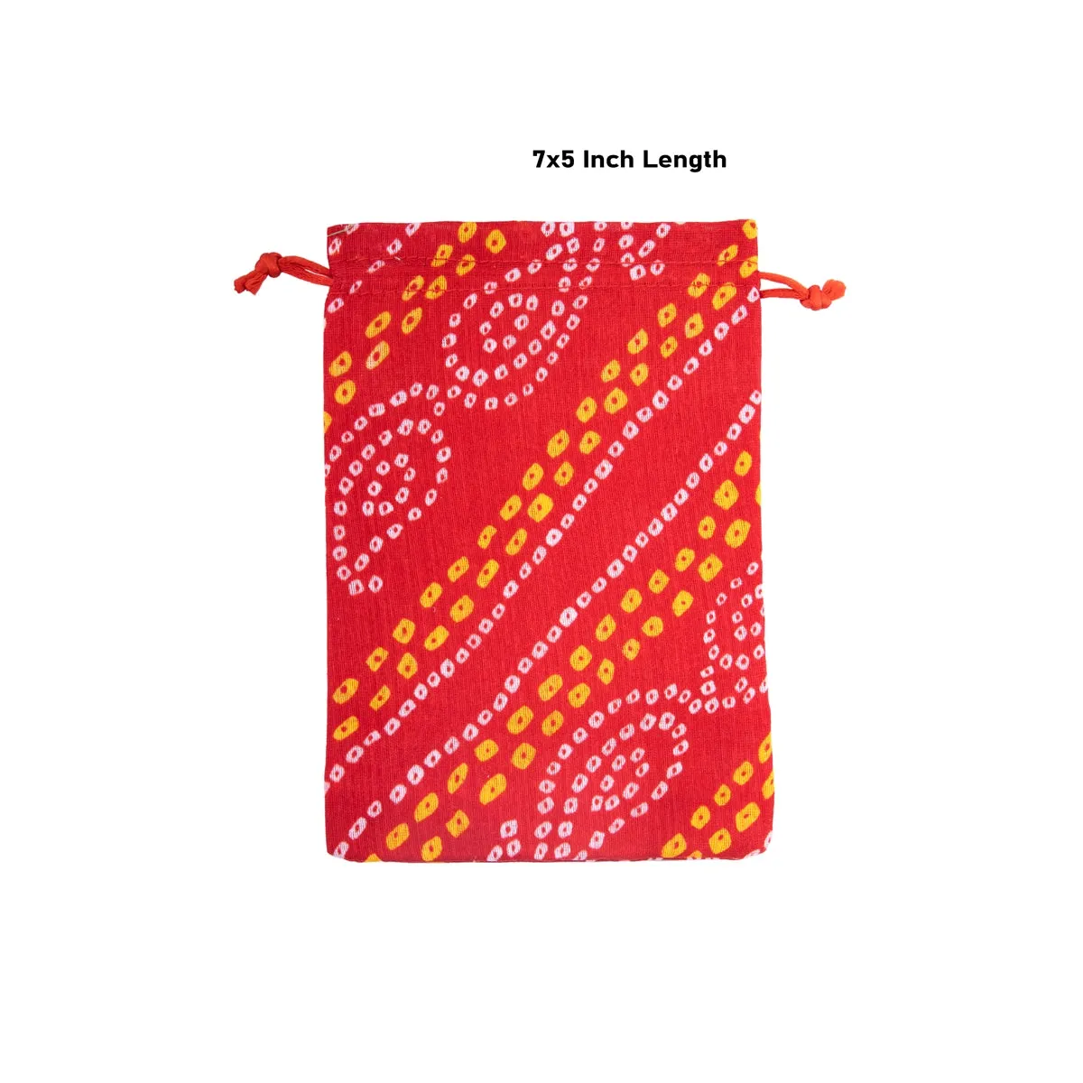 Thamboolam Bag Set - 7 x 5 Inches | 5 Pcs/ Bandhej Material Potli Bag/ Tambula Bag for Wedding/ Assorted Colour