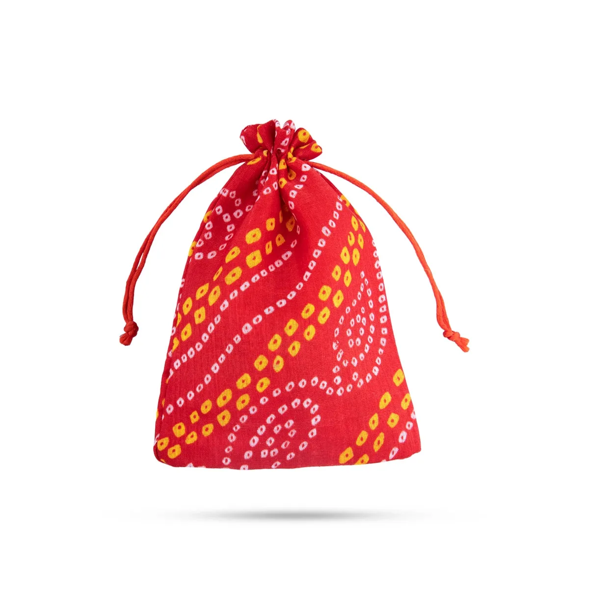 Thamboolam Bag Set - 7 x 5 Inches | 5 Pcs/ Bandhej Material Potli Bag/ Tambula Bag for Wedding/ Assorted Colour