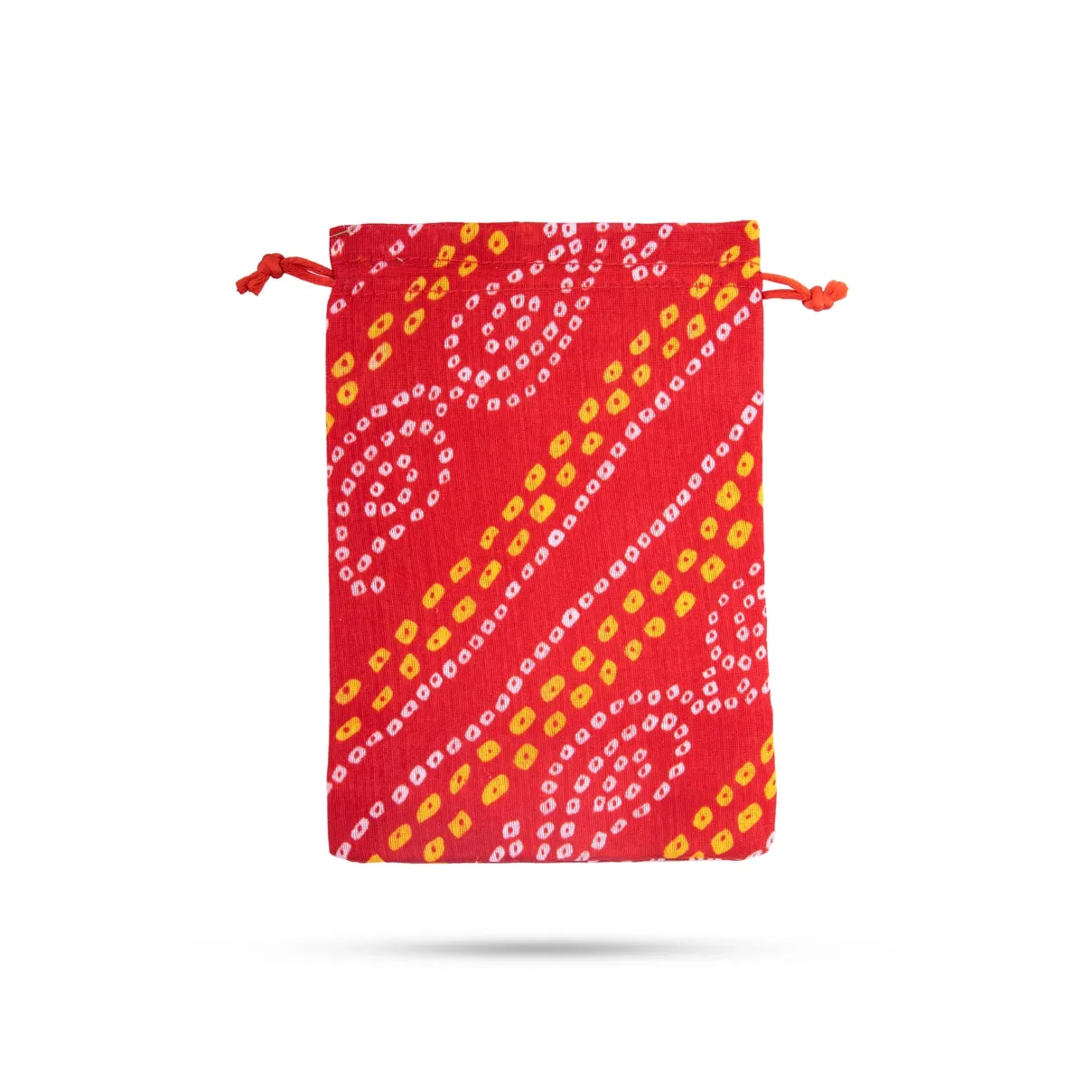 Thamboolam Bag Set - 7 x 5 Inches | 5 Pcs/ Bandhej Material Potli Bag/ Tambula Bag for Wedding/ Assorted Colour